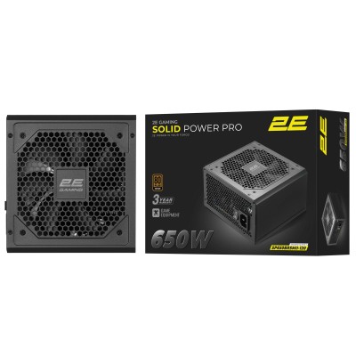 Блок живлення 2E GAMING Solid Power Pro ATX3.1 GEN5.0 (650W), >85%, 80+ Bronze, 120мм, 1xMB 24pin(20+4), 2xCPU 8pin(4+4), 3xMole