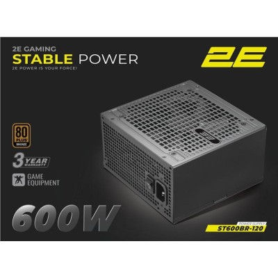 Блок живлення 2E GAMING Stable Power ATX3.1 (600W), >85%, 80+ Bronze, 120мм, 1xMB 24pin(20+4), 2xCPU 8pin(4+4), 3xMolex, 6xSATA,