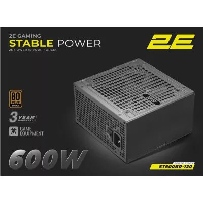 Блок живлення 2E GAMING Stable Power ATX3.1 (600W), >85%, 80+ Bronze, 120мм, 1xMB 24pin(20+4), 2xCPU 8pin(4+4), 3xMolex, 6xSATA,