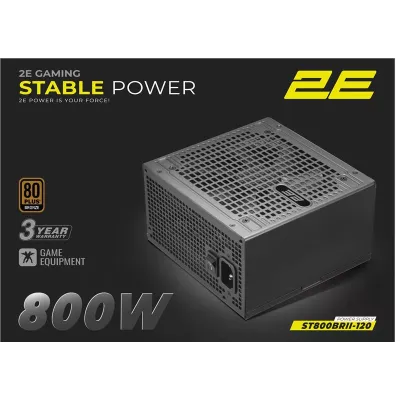 Блок живлення 2E GAMING Stable Power Pro ATX3.1 GEN5.0 (800W), >85%, 80+ Bronze, 120мм, 1xMB 24pin(20+4), 2xCPU 8pin(4+4), 3xMol