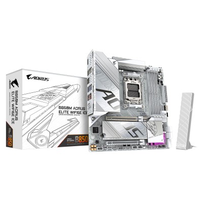 Материнська плата GIGABYTE B850M AORUS ELITE WF6E ICE sAM5 B850 4xDDR5 M.2 Wi-Fi BT mATX (B850M_A_ELT_WF6E_ICE)