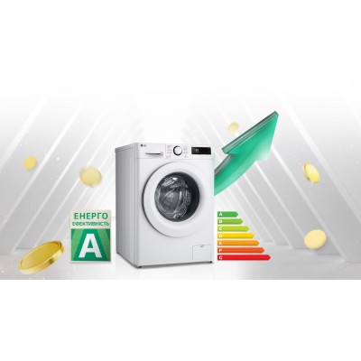 Пральна машина LG фронтальна, 10кг, 1400, A, 57см, дисплей, пара, інвертор, білий
