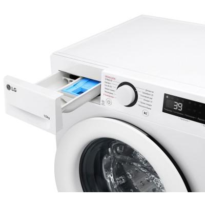 Пральна машина LG фронтальна, 10кг, 1400, A, 57см, дисплей, пара, інвертор, білий