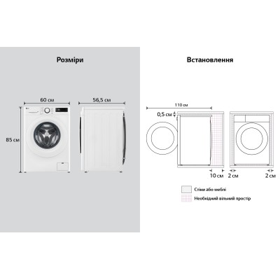 Пральна машина LG фронтальна, 10кг, 1400, A, 57см, дисплей, пара, інвертор, білий
