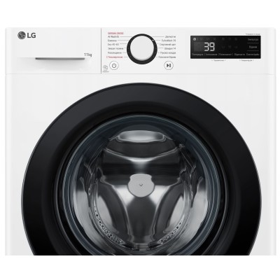 Пральна машина LG фронтальна, 11кг, 1400, A, 57см, дисплей, пара, інвертор, білий