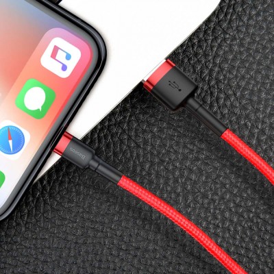 Кабель Baseus Cafule Lightning Cable 2A (3m) (CALKLF-R09) red