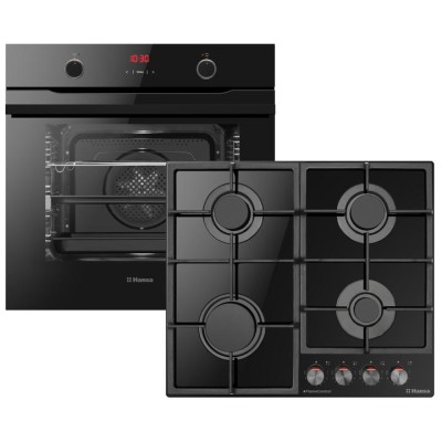Комплект Hansa (духовка електрична + поверхня газ на склі), чорний
