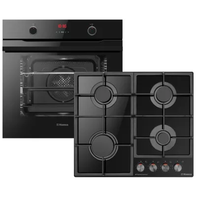 Комплект Hansa (духовка електрична + поверхня газ на склі), чорний