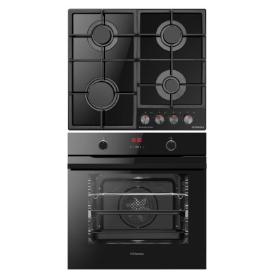 Комплект Hansa (духовка електрична + поверхня газ на склі), чорний
