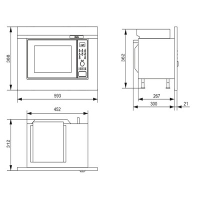Мікрохвильова піч Hansa вбудовувана, 20л, електр.управл., 900Вт, гриль, дисплей, відкр.кнопкою, чорний
