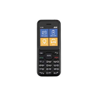 Мобільний телефон 2E S180 2024 1.77" 2SIM, 600мА•год, Black