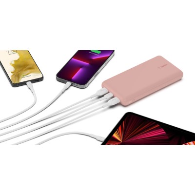 Акумулятор портативний літій-іонний Power Bank Belkin 20000мА·год, 15Вт, 2хUSB-A/USB-C, рожевий (BPB012BTRG)