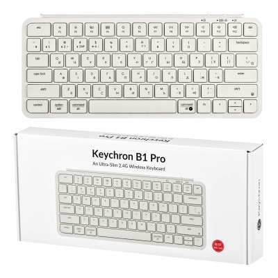 Клавіатура мембрана Keychron B1 Pro, USB/WL/BT, ivory white (B1P-K8-UA)