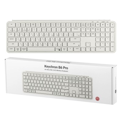 Клавіатура мембрана Keychron B6 Pro, USB/WL/BT, ivory white (B6P-K8-UA)