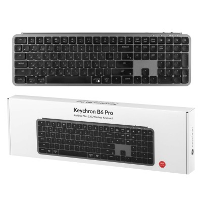 Клавіатура мембрана Keychron B6 Pro, USB/WL/BT, space gray (B6P-K1-UA)