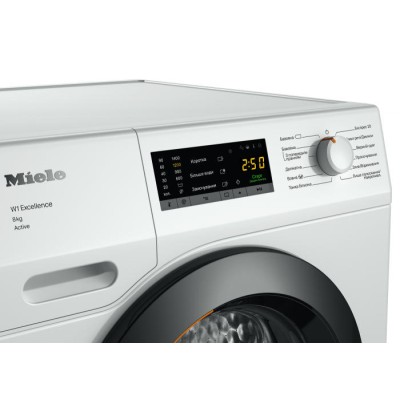 Пральна машина Miele WEA 135 WCS фронтальна, 8кг, 1400, A+++, 63.6см, дисплей, інвертор, люк сірий, білий