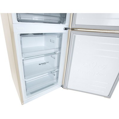 Холодильник LG з нижн. мороз., 203x60х68, холод.відд.-277л, мороз.відд.-107л, 2дв., А++, NF, інв., диспл зовн., зона св-ті, беже