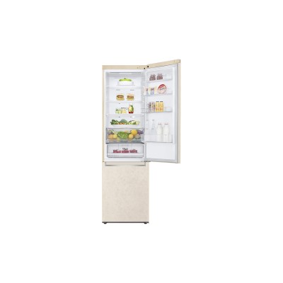 Холодильник LG з нижн. мороз., 203x60х68, холод.відд.-277л, мороз.відд.-107л, 2дв., А++, NF, інв., диспл зовн., зона св-ті, беже