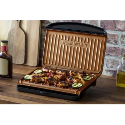 Гриль George Foreman притискний Fit Grill Copper Medium 1630Вт, темп. режимів-1, пластик, чорний (25811-56)