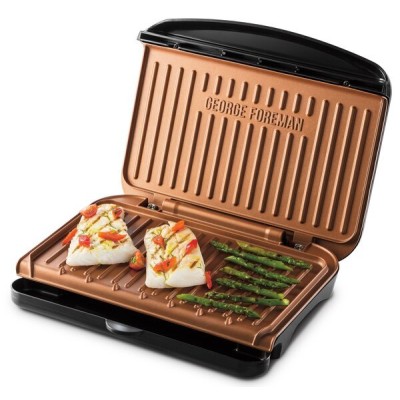 Гриль George Foreman притискний Fit Grill Copper Medium 1630Вт, темп. режимів-1, пластик, чорний (25811-56)