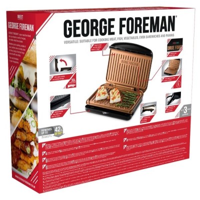 Гриль George Foreman притискний Fit Grill Copper Medium 1630Вт, темп. режимів-1, пластик, чорний (25811-56)