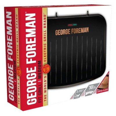 Гриль George Foreman притискний Fit Grill Copper Medium 1630Вт, темп. режимів-1, пластик, чорний (25811-56)