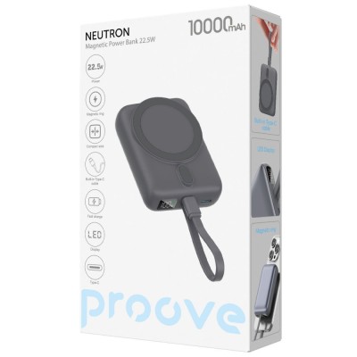 Зовнішній MagSafe Акумулятор Proove 10000mAh 22.5W Neutron (PBNE22022206) silver/white