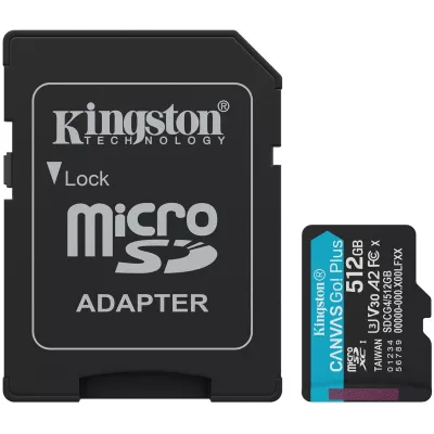 Картка пам'ятi KINGSTON microSD 512GB C10 UHS-I U3 A2 V30 + SD (SDCG4/512GB)