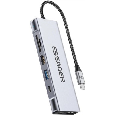 USB-хаб Essager QK The Universe 8 in 1 Laptop USB C HUB with 10Gbps External Hard Drive Function for M.2 PCIe NVMe and SATA SSD 