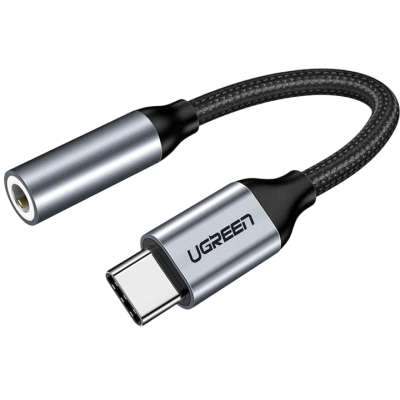 Перехідник UGREEN AV142 USB Type-C To 3.5mm Female Cable 10cm Gray (30632)