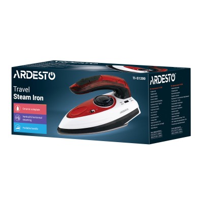 Праска Ardesto дорожня TI-S1200, 1000Вт, 70мл, паровий удар, постійна пара - 15гр, керам. підошва, біло-червоний