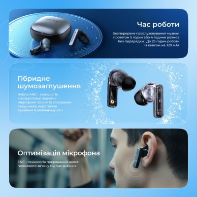 Бездротові навушники Proove NoLimit TWS with Hybrid ANC (APP) white/silver (TWNL0001AP26)