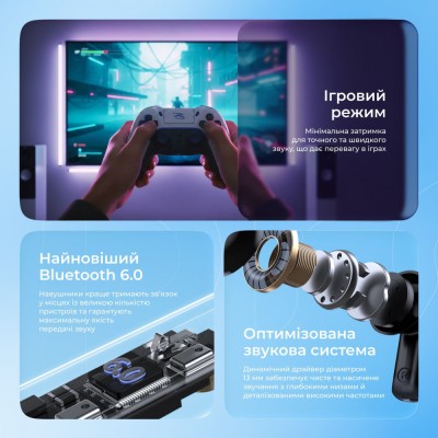 Бездротові навушники Proove NoLimit TWS with Hybrid ANC (APP) white/silver (TWNL0001AP26)