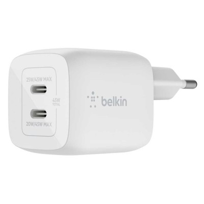 Зарядний пристрій мережевий Belkin 45Вт 2хUSB-С GAN PD PPS, білий (WCH011VFWH)