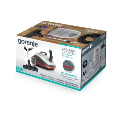 Пилосос Gorenje мішковий, 700Вт, 3л, HEPA, щітка Xpand Zone, телескоп, червоний (VCEA21GPLW)