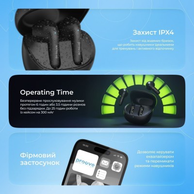 Бездротові навушники Proove Logic TWS (APP) pearl black (TWLG0001AP17)