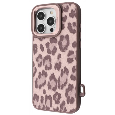 Чохол Kajsa Leopard Pattern with Magnetic Ring iPhone 16 Pro desert titanium