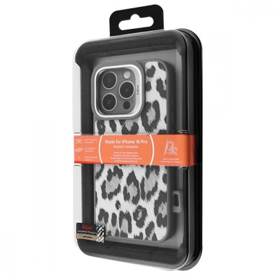 Чохол Kajsa Leopard Pattern with Magnetic Ring iPhone 16 Pro desert titanium