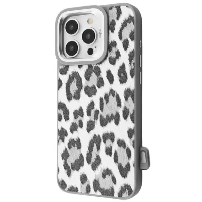 Чохол Kajsa Leopard Pattern with Magnetic Ring iPhone 16 Pro gray
