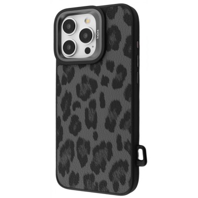 Чохол Kajsa Leopard Pattern with Magnetic Ring iPhone 16 Pro Max black