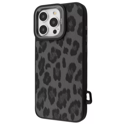 Чохол Kajsa Leopard Pattern with Magnetic Ring iPhone 16 Pro Max black