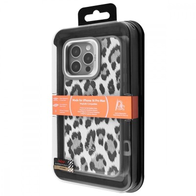 Чохол Kajsa Leopard Pattern with Magnetic Ring iPhone 16 Pro Max gray