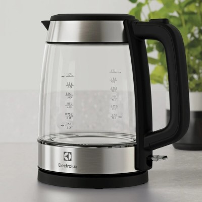 Електрочайник Electrolux 1.7л, Strix, скло, сріблясто-чорний (E4GK1-4GB)