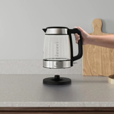 Електрочайник Electrolux 1.7л, Strix, скло, сріблясто-чорний (E4GK1-4GB)