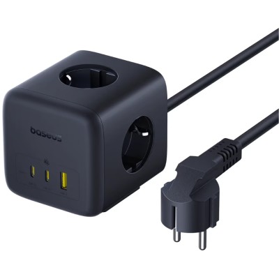 Мережевий фільтр Baseus EnerFill FA11 Cube Power Strip 3AC+1U+1C 67W 1,5m EU Cosmic (E00082100123-00) Black