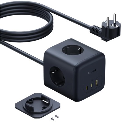 Мережевий фільтр Baseus EnerFill FA11 Cube Power Strip 3AC+1U+1C 67W 1,5m EU Cosmic (E00082100123-00) Black