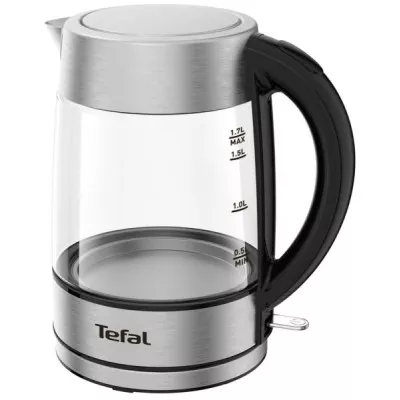 Електрочайник Tefal Glass Kettle 1.7л, скло, з підсвіткою, сріблясто-чорний (KI772D38)