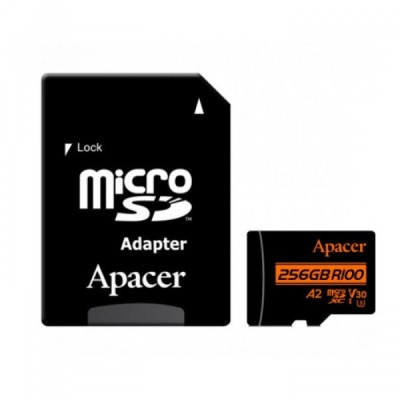 Картка пам'ятi APACER 256GB MicroSDXC UHS-I/U3 (AP256GMCSX10U8-R) + адаптер
