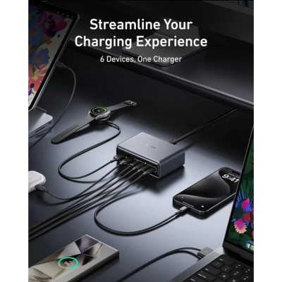 мережева зарядка ANKER GaNPrime Charger - 200W, 4xUSB-C PD & 2xUSB-A (Black)