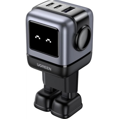 Мережевий Зарядний пристрій UGREEN CD361 USB+2xUSB-C 65W Robot GaN Tech Fast Charger (25685B) Grey